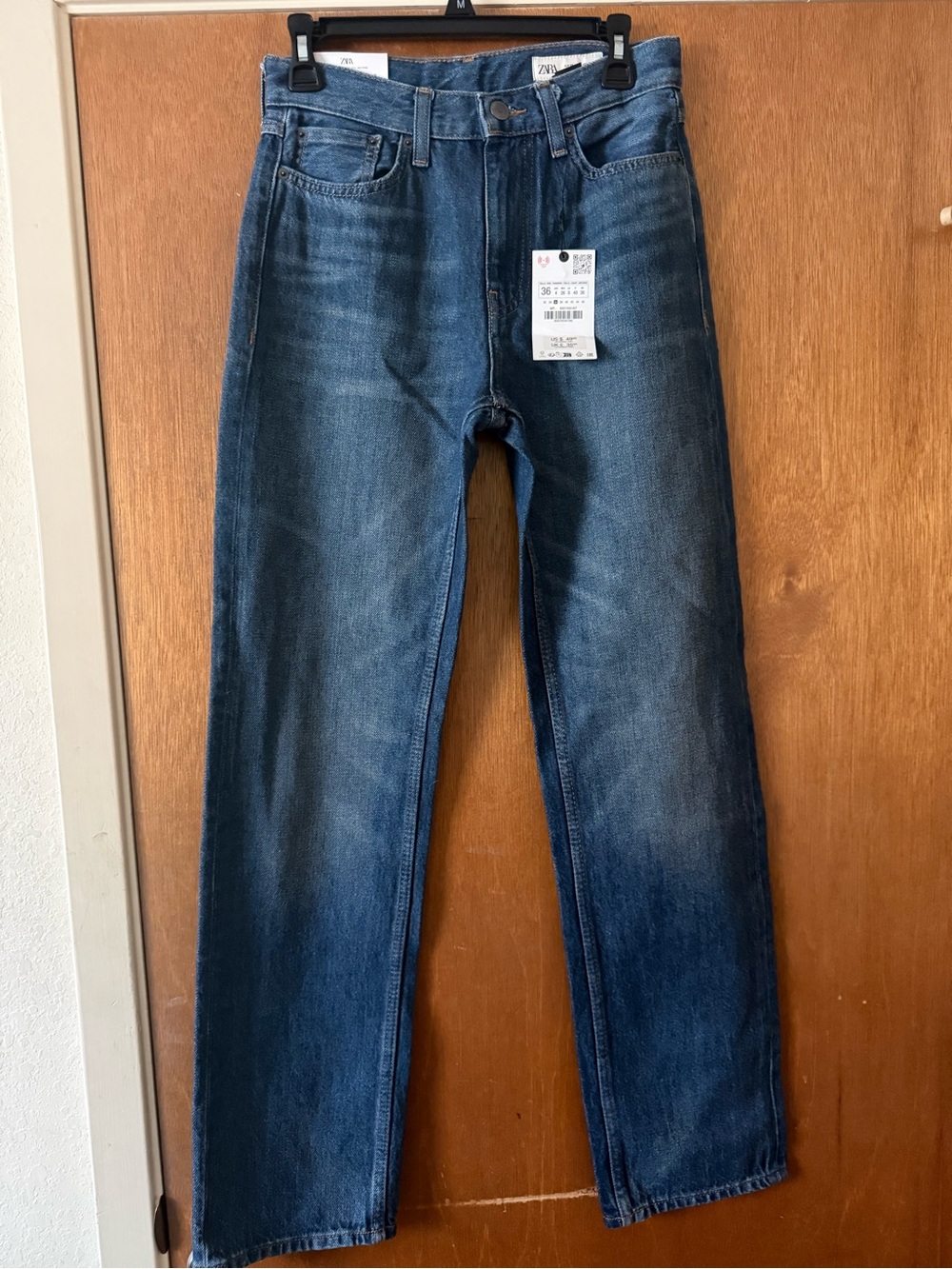 ZARA Men's Straight Jeans in Dark Blue Denim